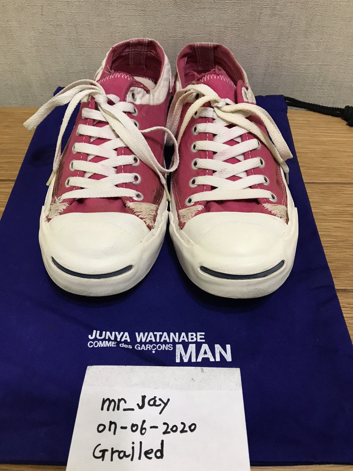 Junya Watanabe Junya Watanabe x Converse Jack Purcell Pink L Size | Grailed