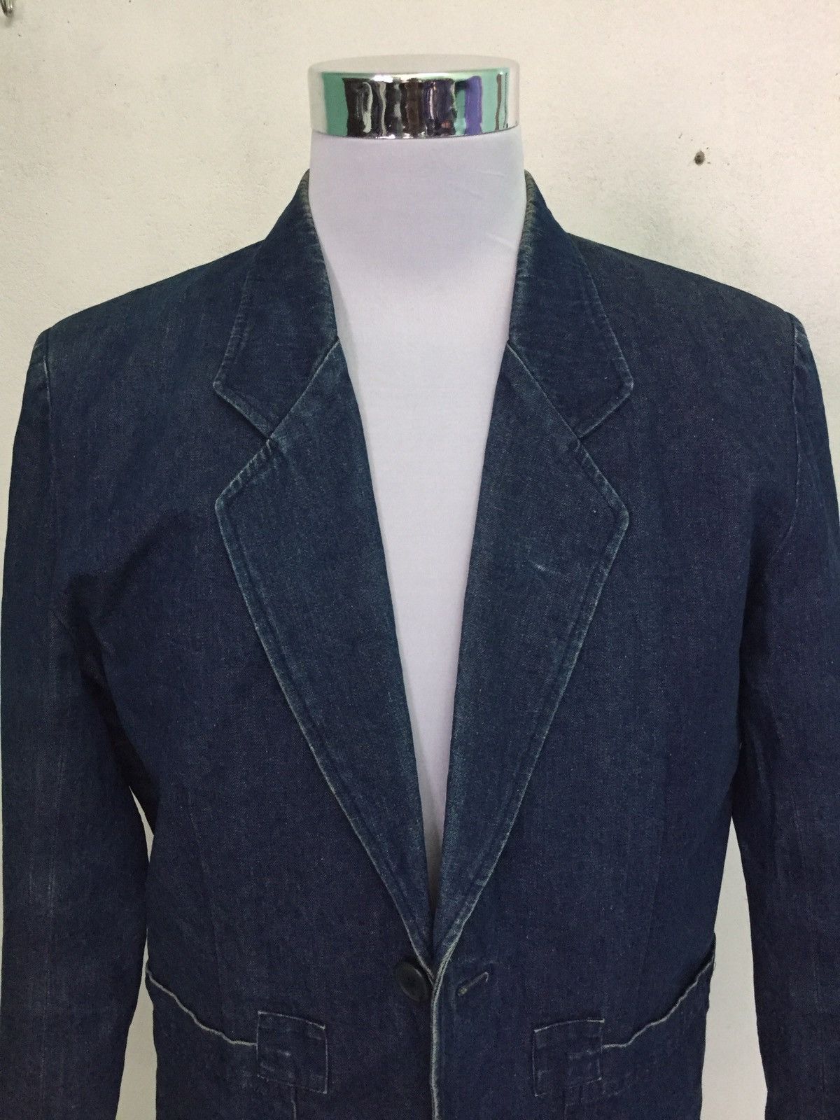 Japanese Brand Over Drive Padded Shoulder Denim Style Jacket Coat Size US M / EU 48-50 / 2 - 2 Thumbnail