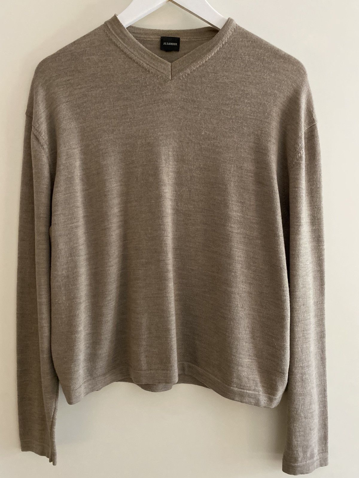 Jil Sander × Raf Simons Beige Cotton V-Neck Sweater | Grailed