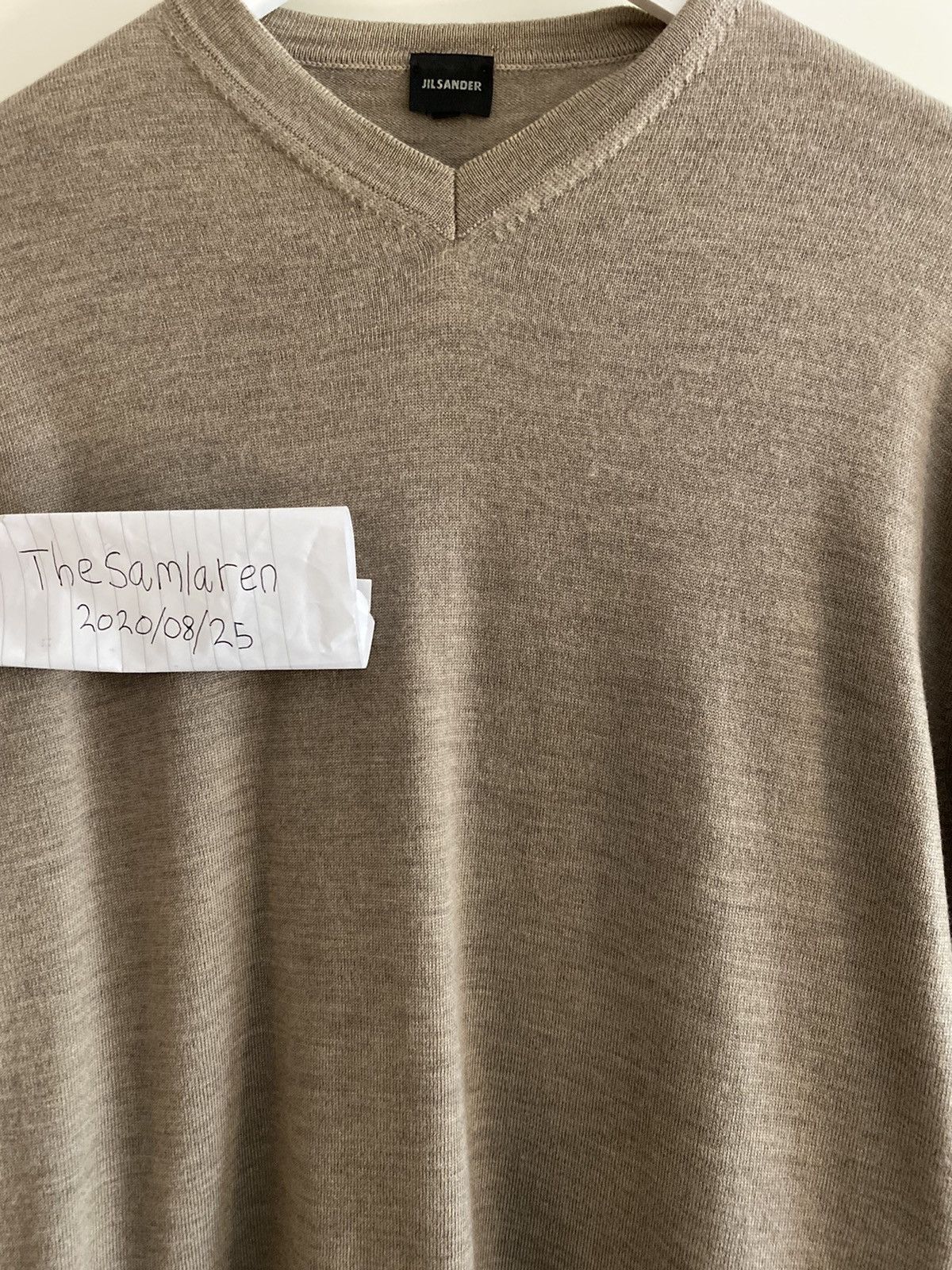 Jil Sander × Raf Simons Beige Cotton V-Neck Sweater | Grailed