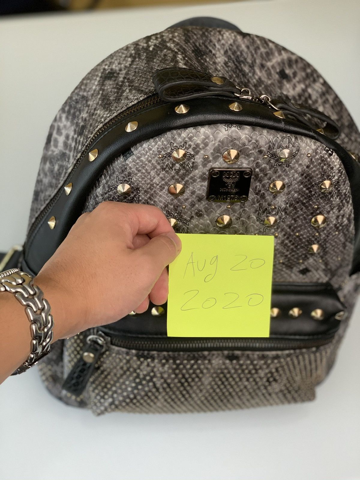 MCM MCM Studded Snakeskin Backpack Grailed