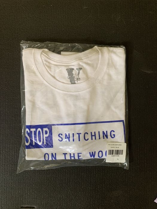 Vlone Pop smoke x Vlone “Stop snitching on the Woo” T-shirt (blue ...