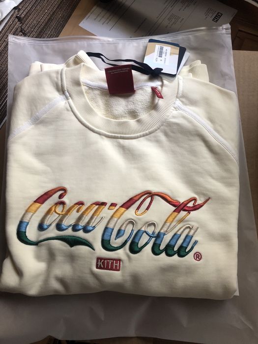 Kith Kith x Coca-Cola Striped Crewneck Ivory Medium | Grailed