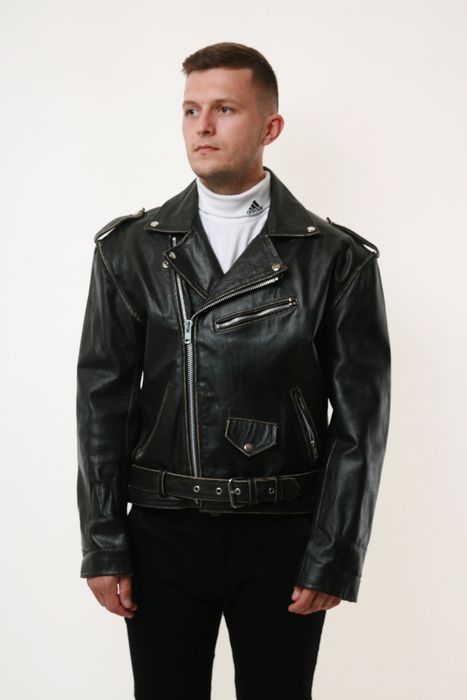 Other Rare Vintage Oldschool Heavy Leather Jacket 17430 | Grailed