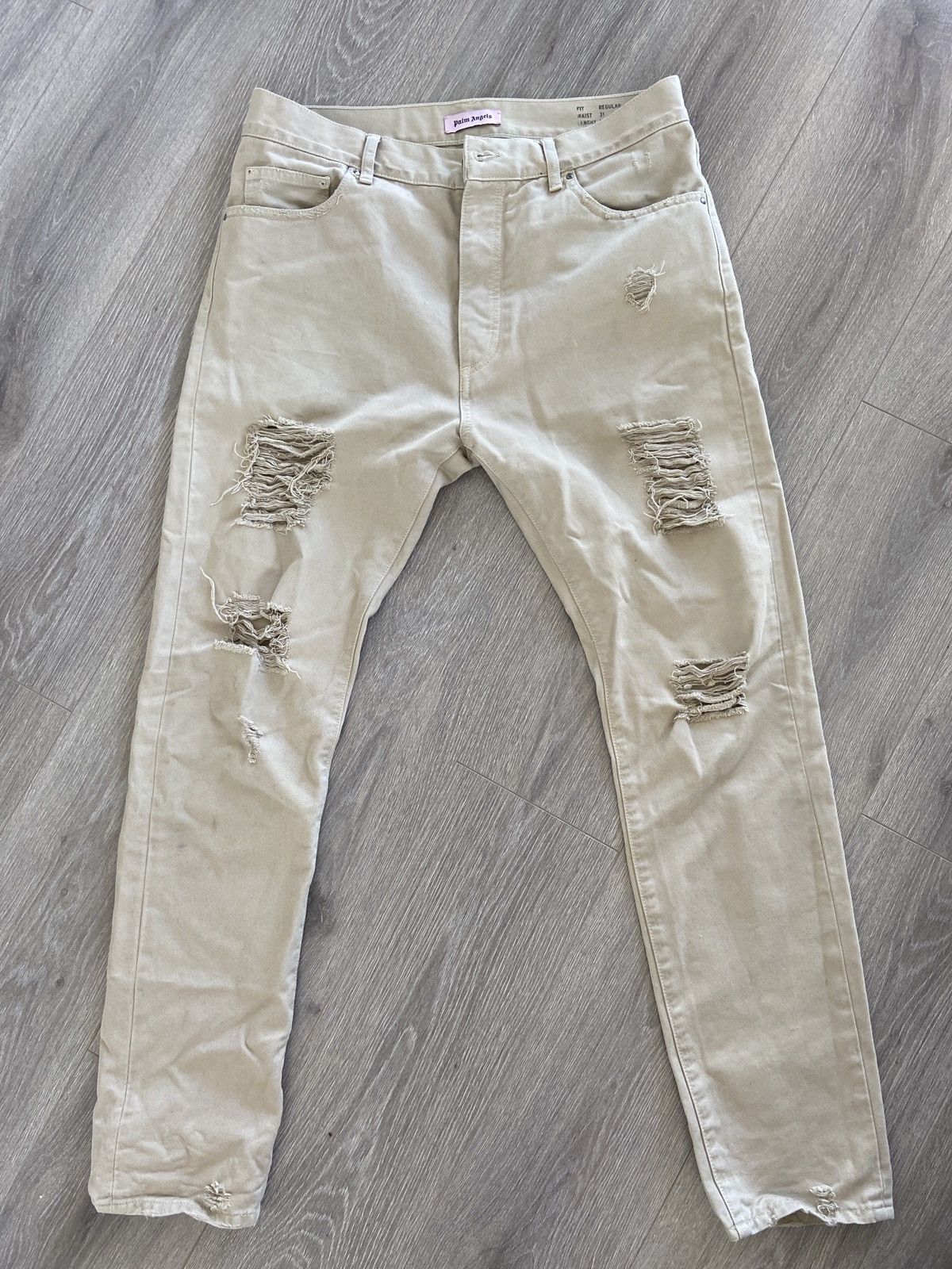 Palm Angels Beige ripped jeans Size US 31 - 4 Thumbnail
