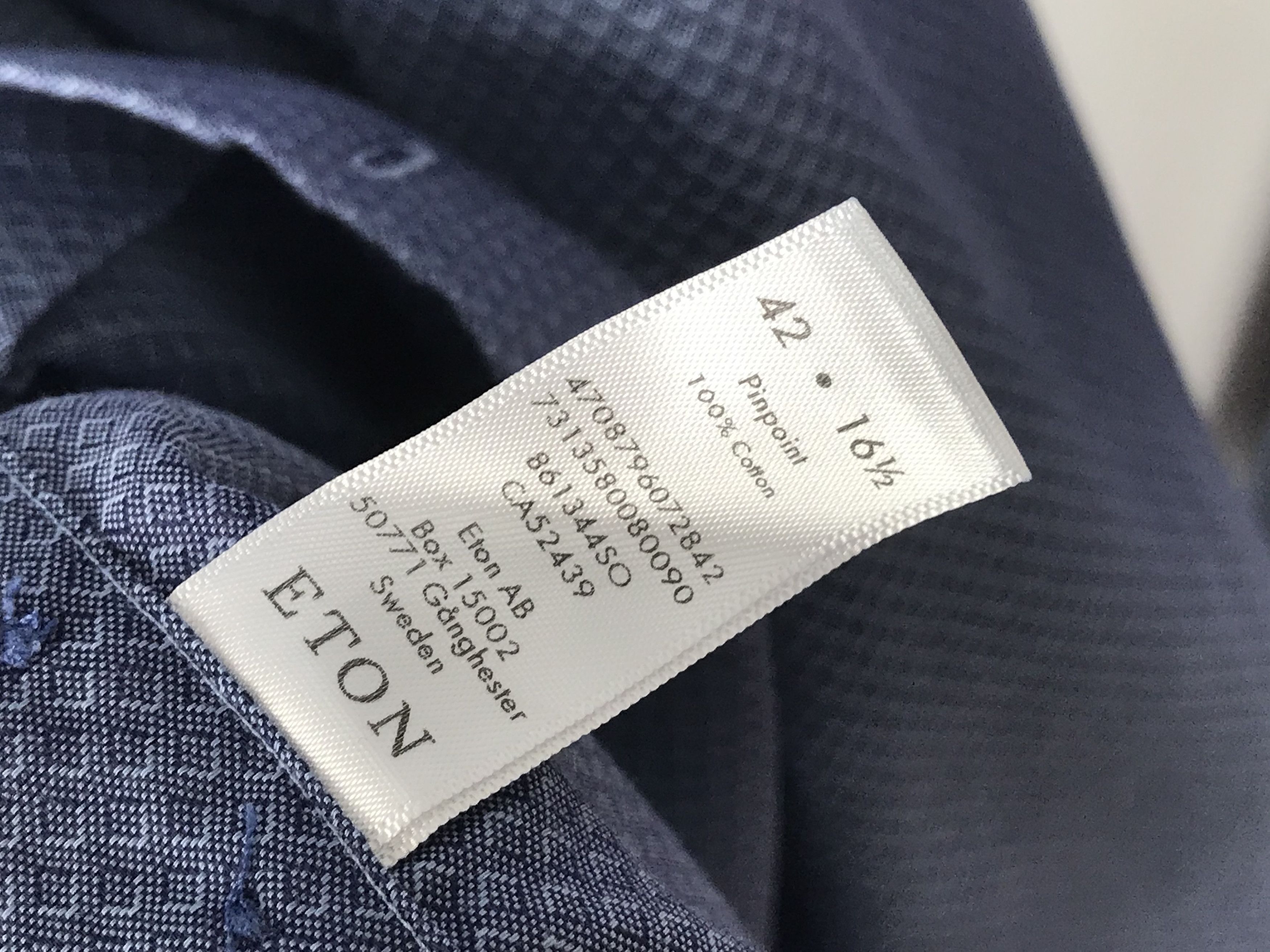 Eton Eton Men's Blue Pinpoint Slim Fit Shirt Shirt 16 1/2 42 L Size US L / EU 52-54 / 3 - 6 Thumbnail