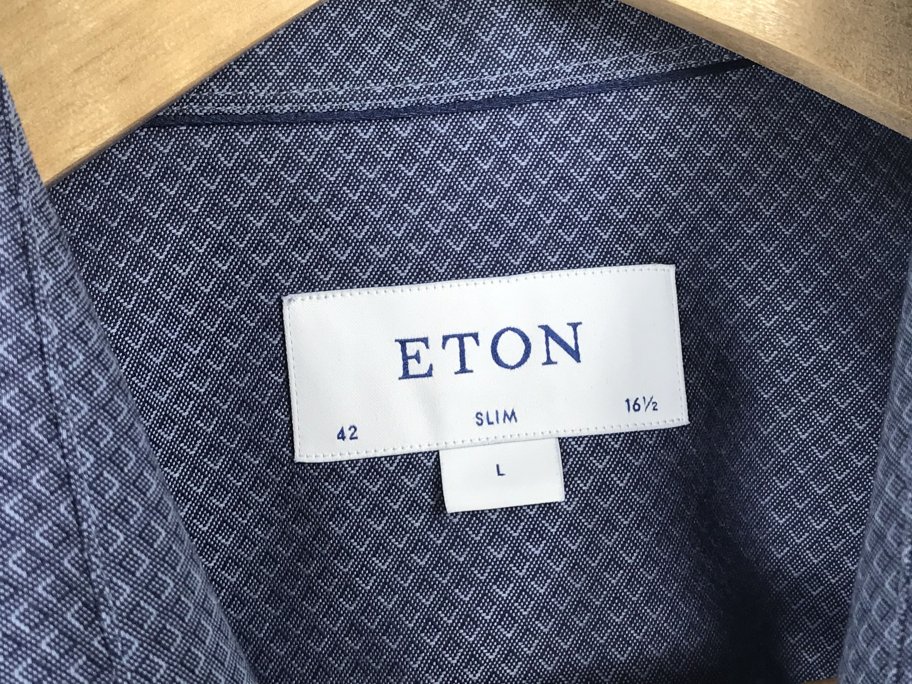 Eton Eton Men's Blue Pinpoint Slim Fit Shirt Shirt 16 1/2 42 L Size US L / EU 52-54 / 3 - 3 Thumbnail