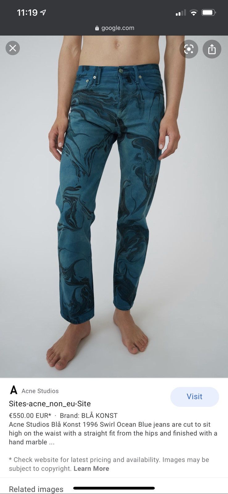 Acne studios 1996 swirl ocean blue デニム Acne studios 1996 swirl ocean blue デニム