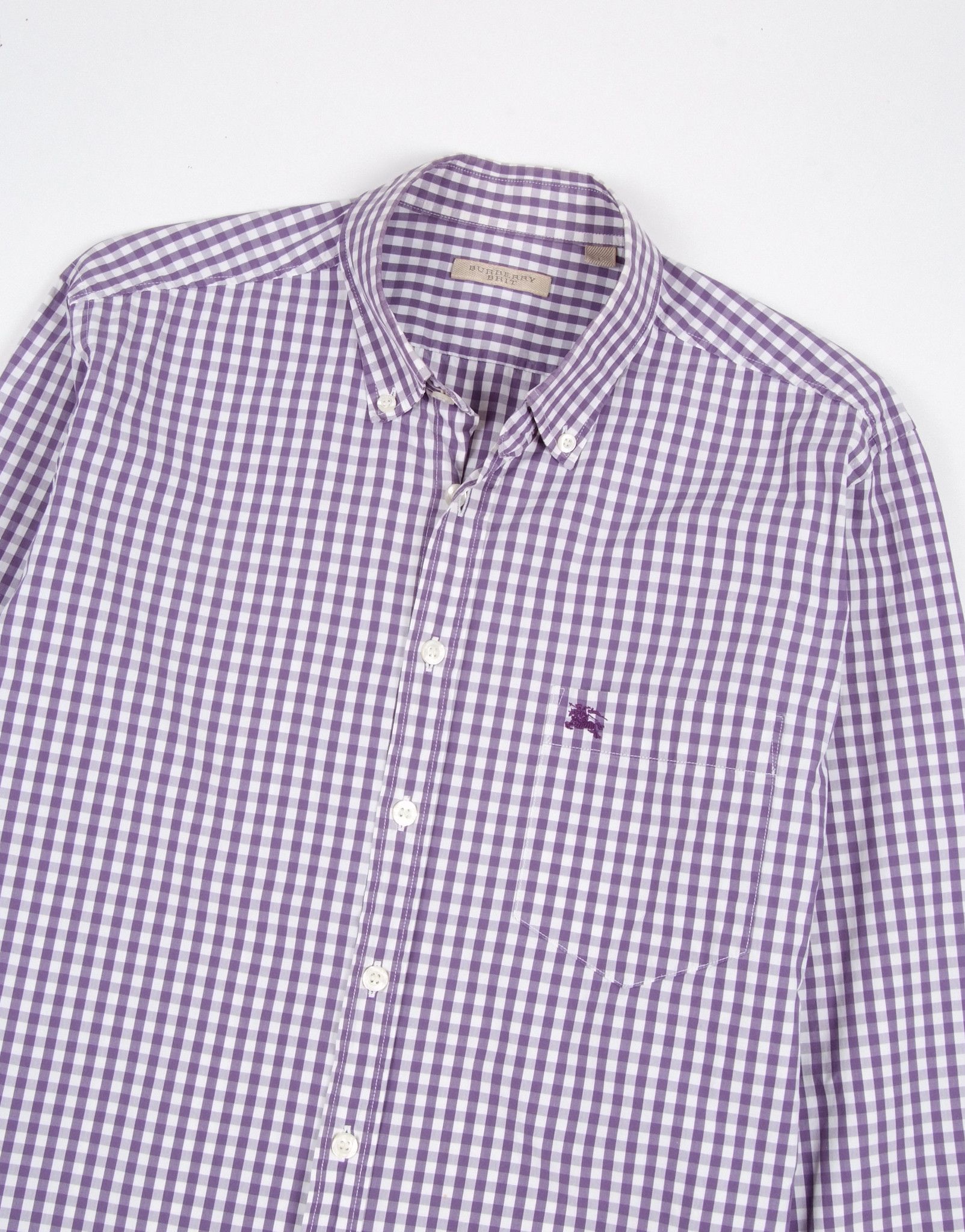 Burberry Burberry Brit Check Purple Button Ups Shirt Size US L / EU 52-54 / 3 - 2 Thumbnail