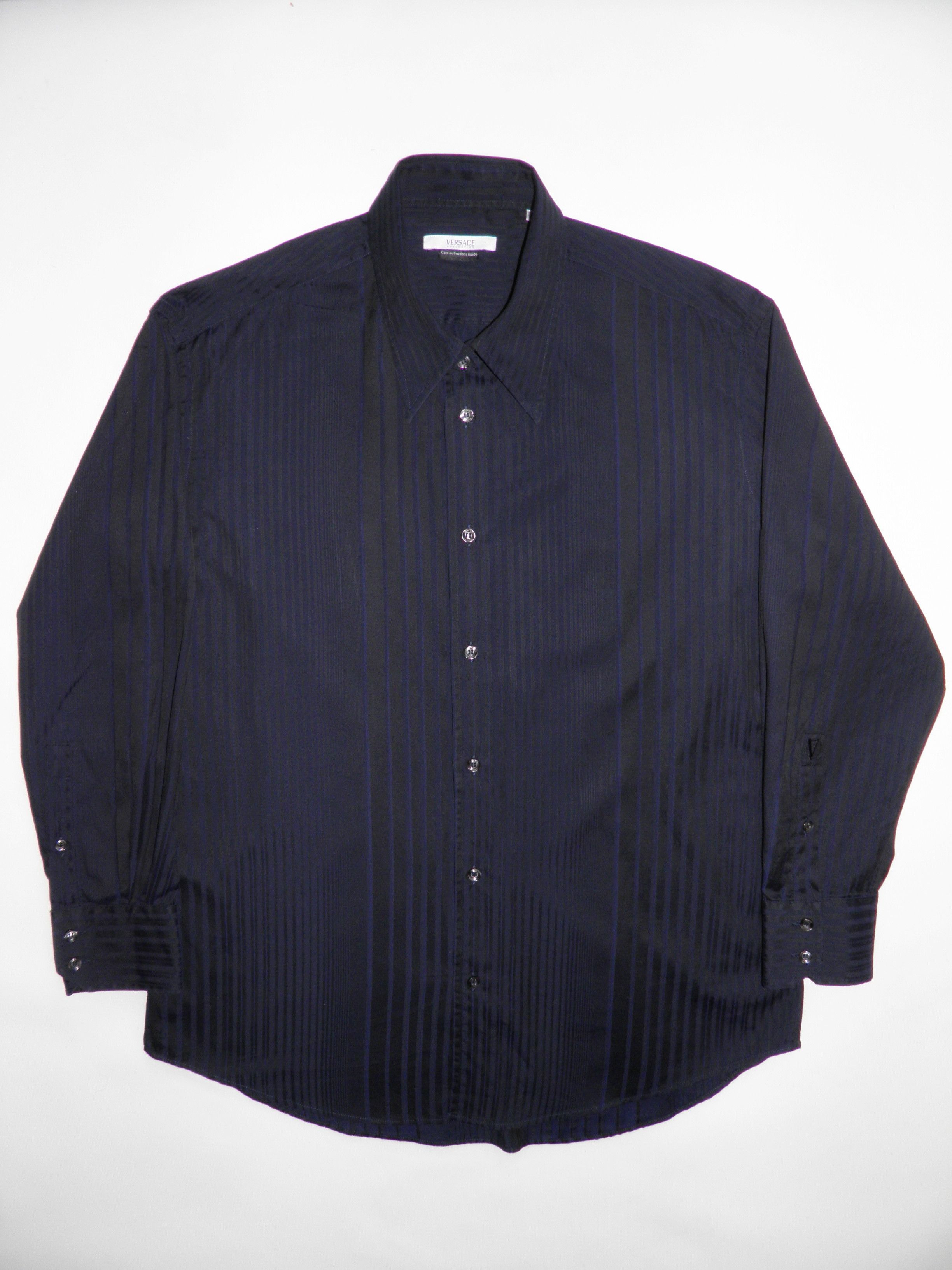 Versace × Versace Jeans Couture × Versus Versace Versace Collection Logo Striped Navy Longsleeve Shirt Size US L / EU 52-54 / 3 - 4 Thumbnail