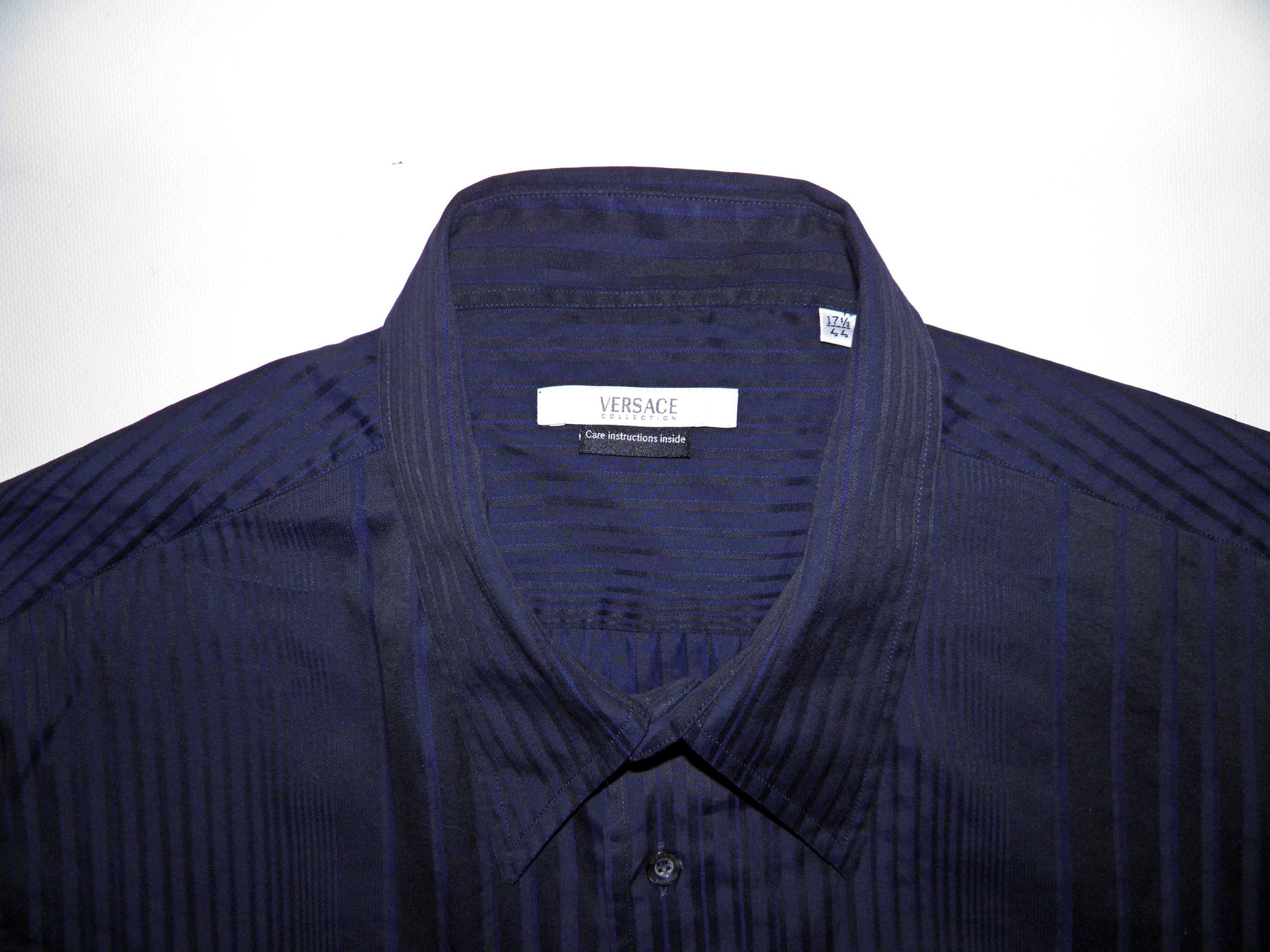 Versace × Versace Jeans Couture × Versus Versace Versace Collection Logo Striped Navy Longsleeve Shirt Size US L / EU 52-54 / 3 - 6 Thumbnail