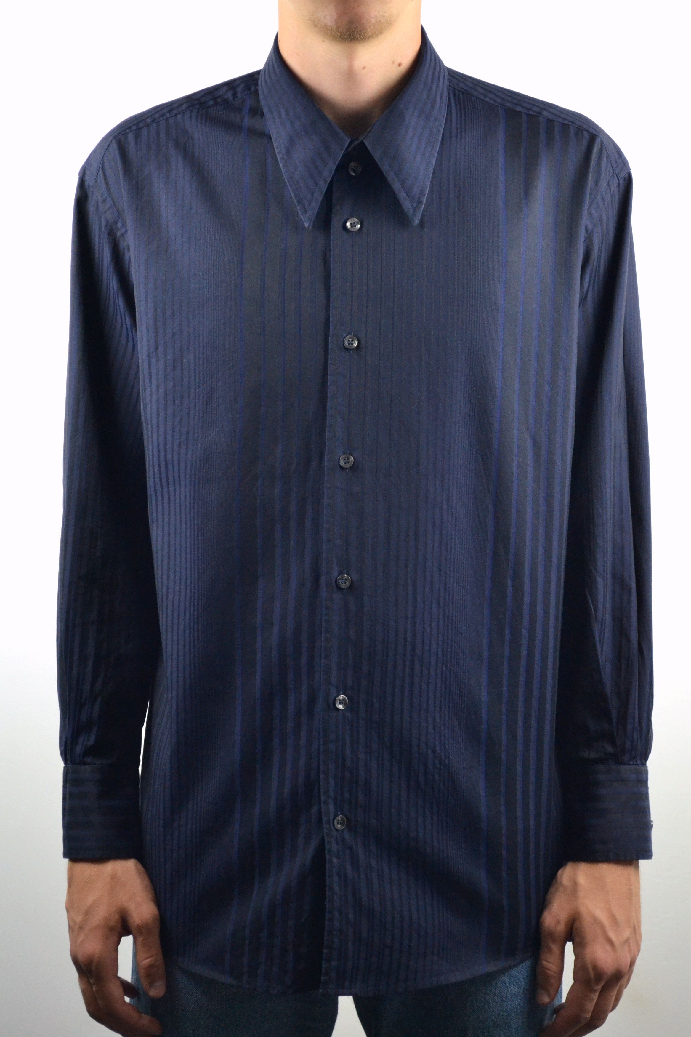 Versace × Versace Jeans Couture × Versus Versace Versace Collection Logo Striped Navy Longsleeve Shirt Size US L / EU 52-54 / 3 - 2 Thumbnail
