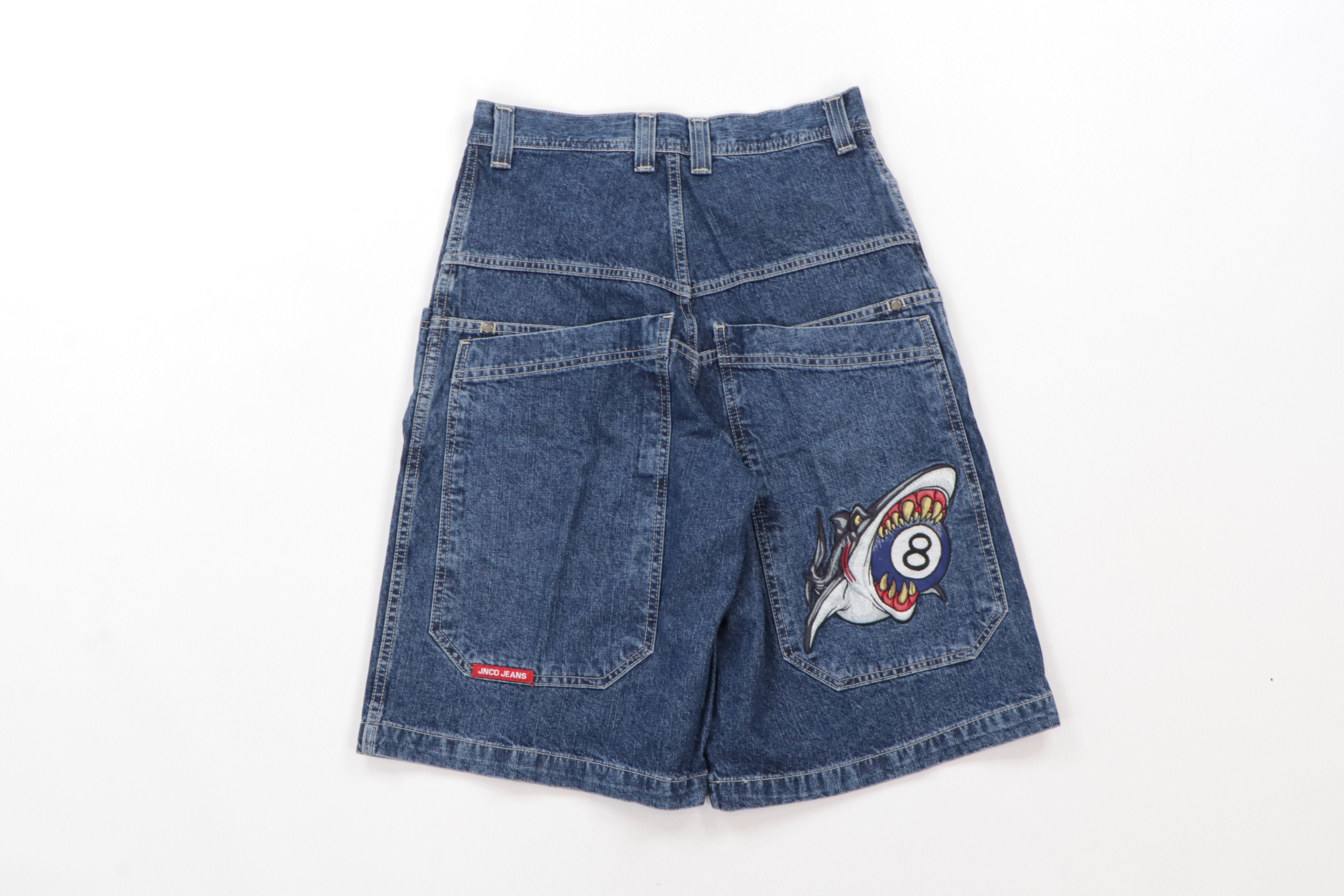 Jnco Vintage 90s JNCO Shark 8 Ball Denim Jean Shorts Wide Leg Size US 30 / EU 46 - 1 Preview