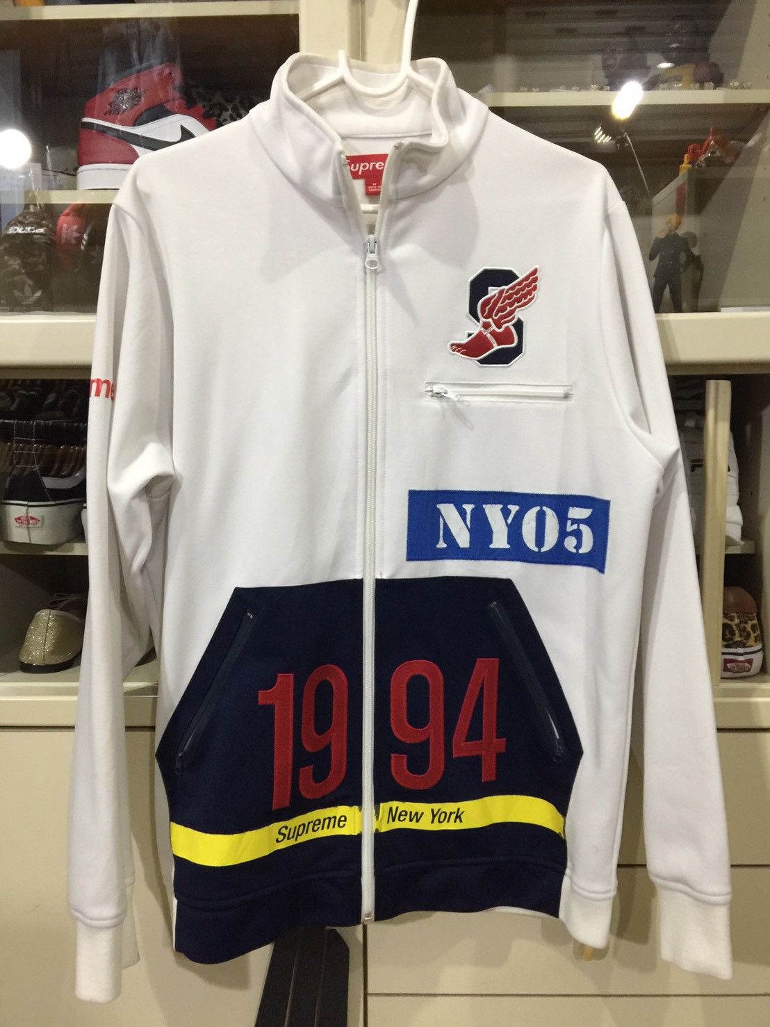 Supreme Supreme s wing stadium jacket white | Grailed