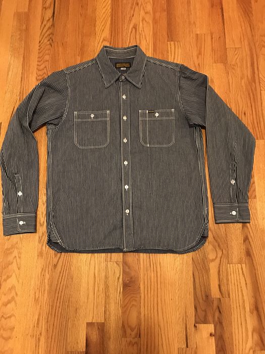 Iron Heart IHSH-78 Indigo Dyed Hickory Stripe Work Shirt | Grailed