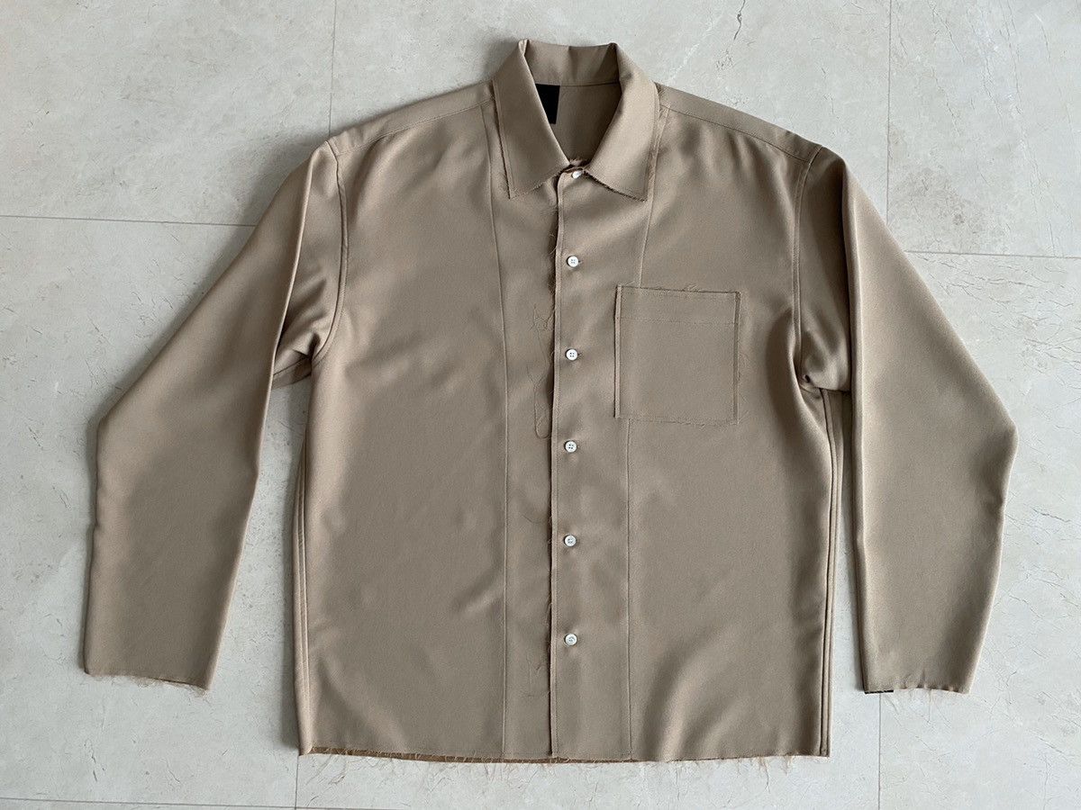 image of N Hoolywood Raw Hem Shirt in Beige, Men's (Size Medium)