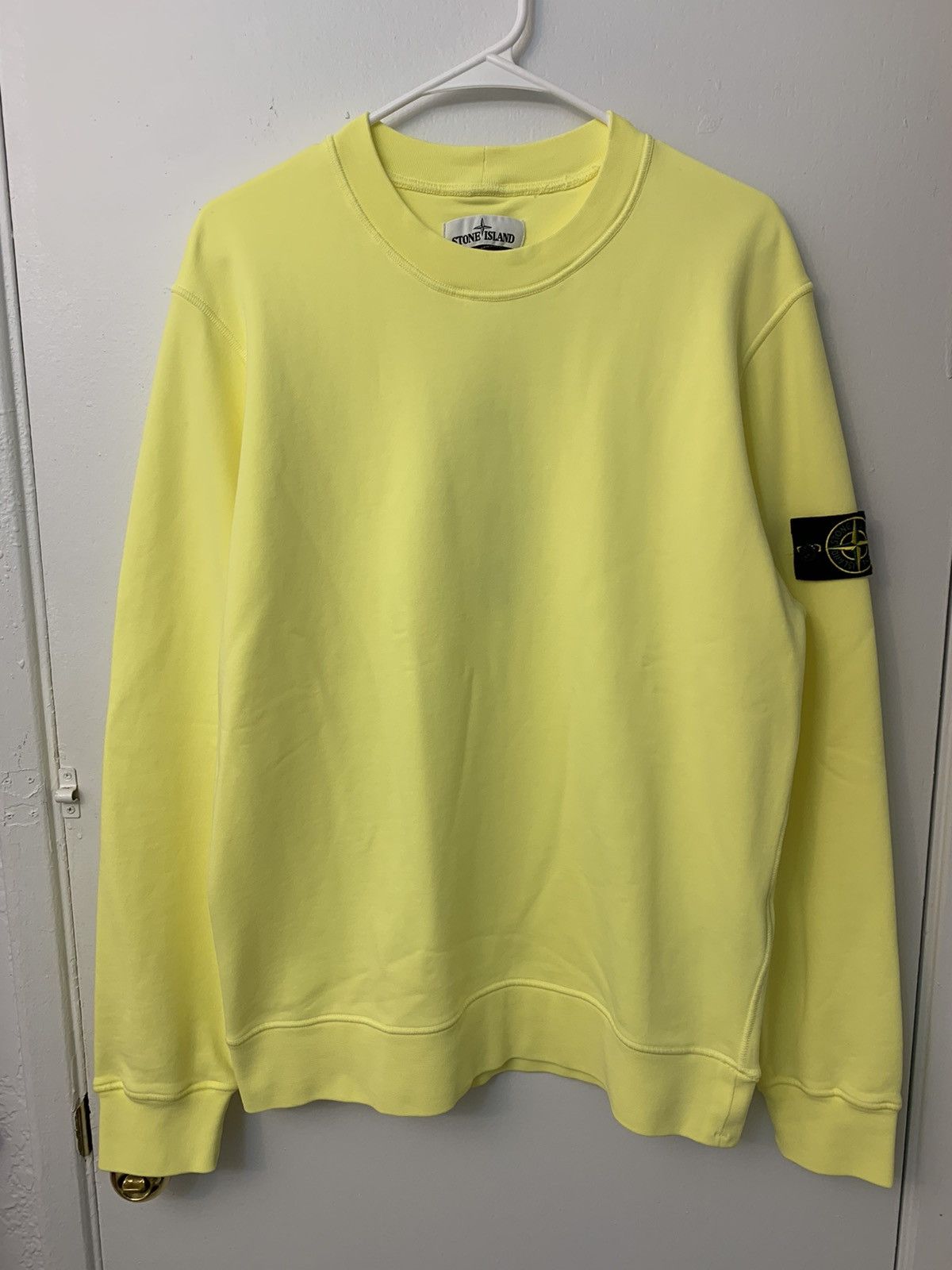 image of Stone Island Compass Sweat Crewneck in Lemon, Men's (Size Large)