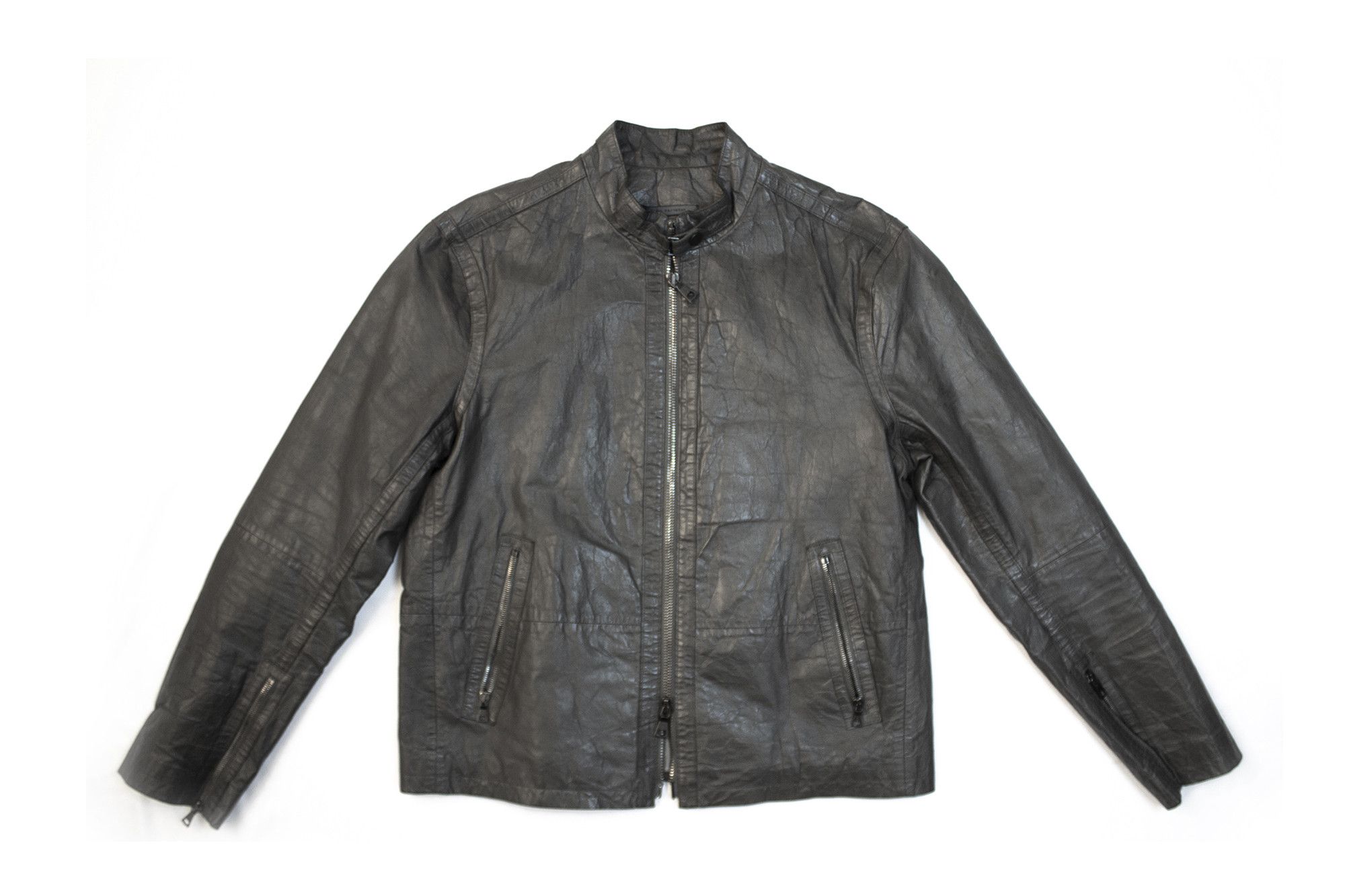 John Varvatos Grey Leather Jacket