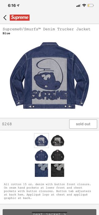 Supreme x Smurfs Denim Trucker Jacket 'Blue' | Men's Size M