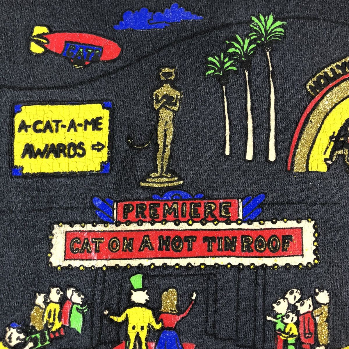 Vintage Hollywood Famous Cats Bowl Red Carpet Vintage T shirt Size US L / EU 52-54 / 3 - 10 Thumbnail