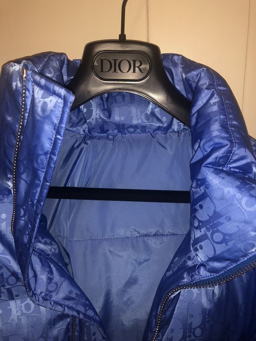 Christian Dior Light Blue Oblique Puffer Jacket EU Size 50