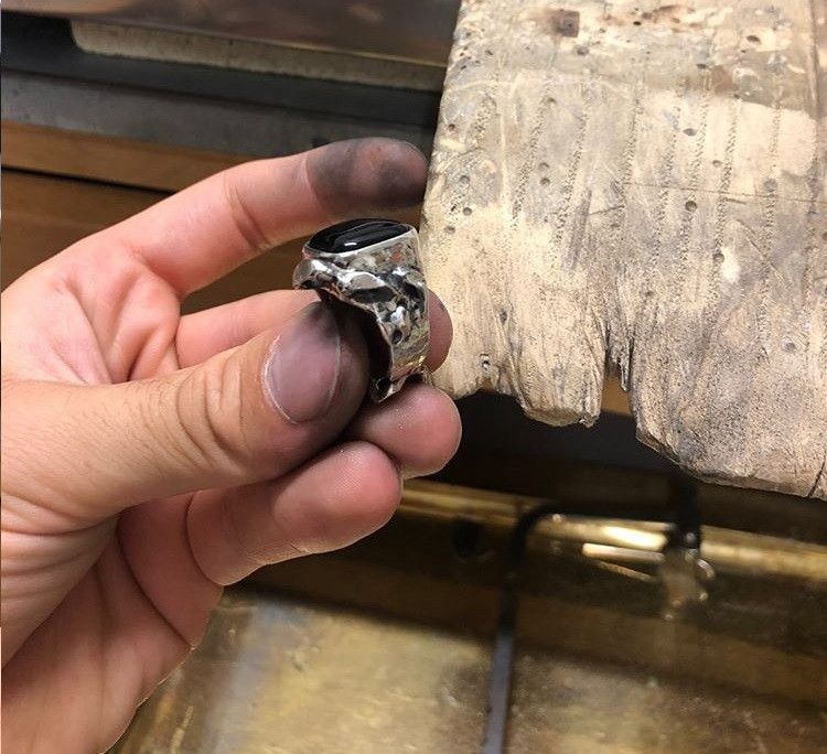 Handmade Handmade 925 Silver Ring with Black Onyx Made in Italy Size ONE SIZE - 5 Thumbnail