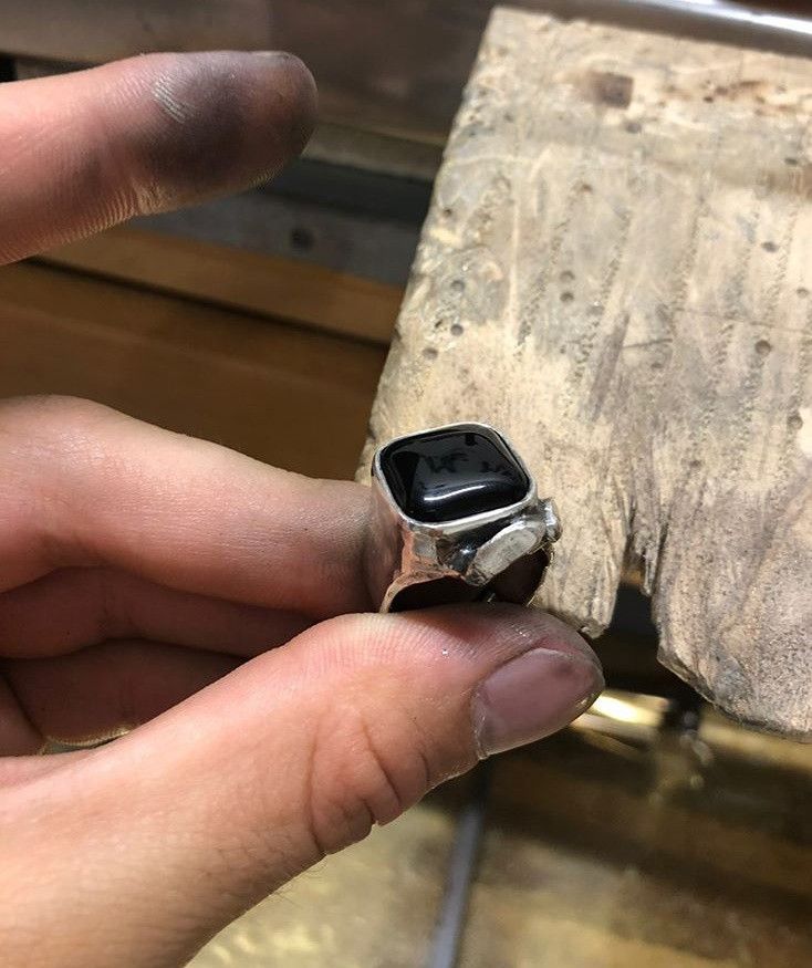 Handmade Handmade 925 Silver Ring with Black Onyx Made in Italy Size ONE SIZE - 3 Thumbnail