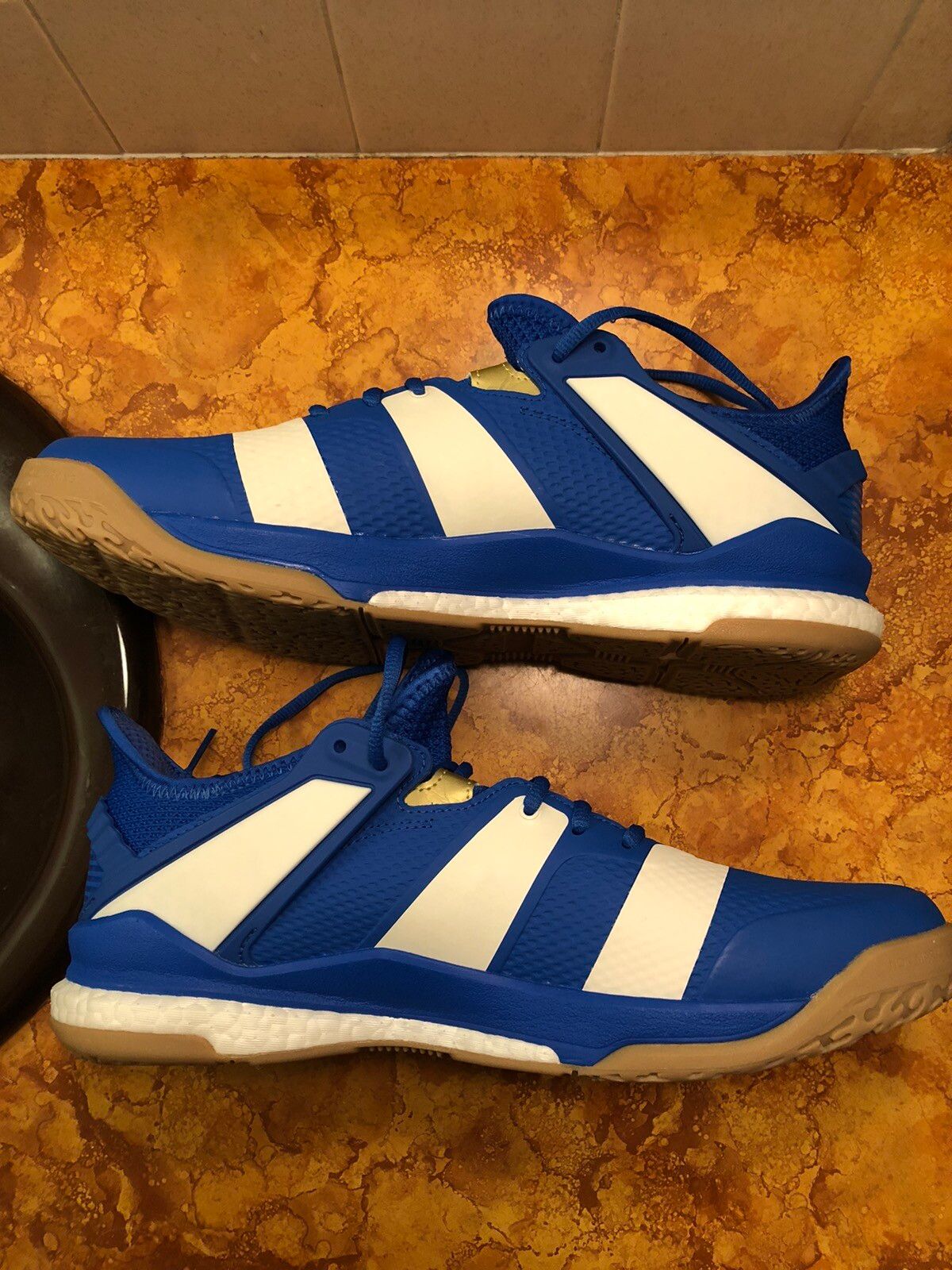 Adidas adidas Stabil X Men's Volleyball Shoes Blue/Gold Size US 12.5 / EU 45-46 - 6 Thumbnail