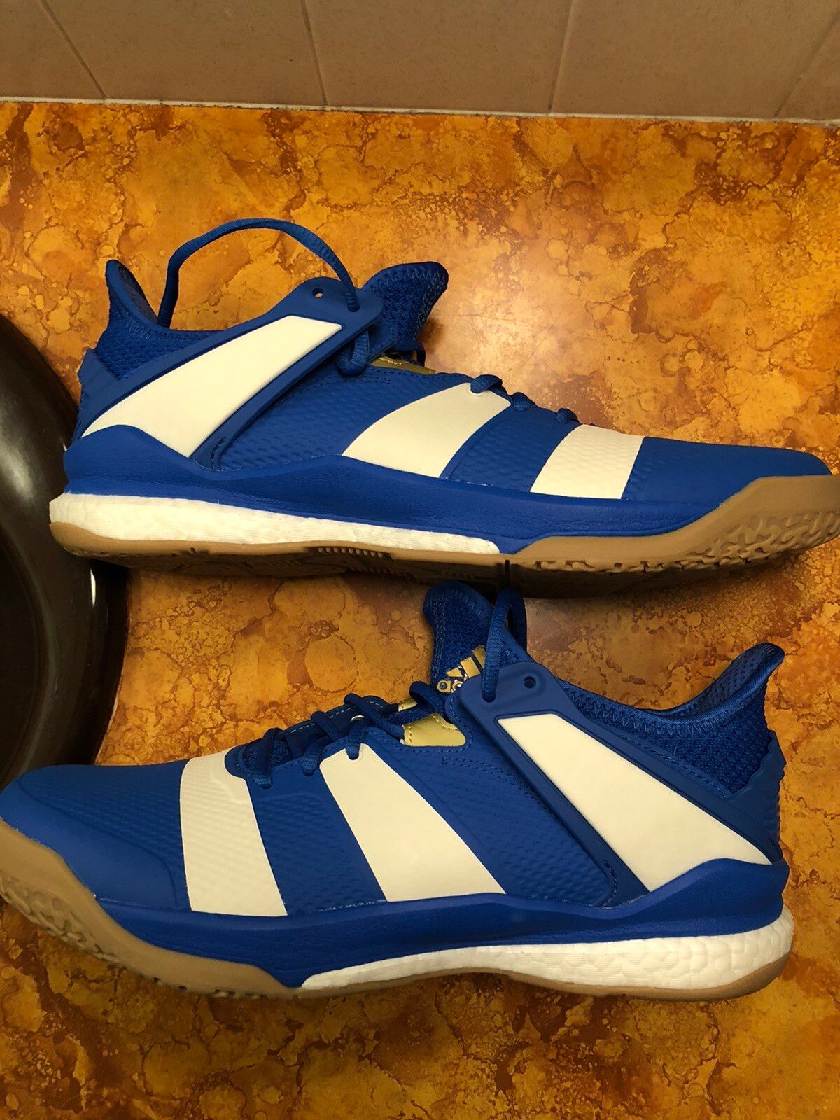Adidas adidas Stabil X Men's Volleyball Shoes Blue/Gold Size US 12.5 / EU 45-46 - 5 Thumbnail