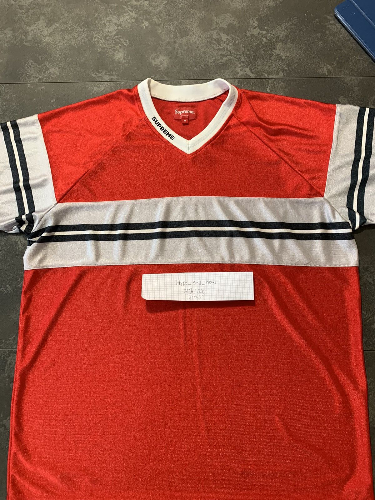 Supreme Supreme dazzle chest Stripe S/S top red | Grailed 