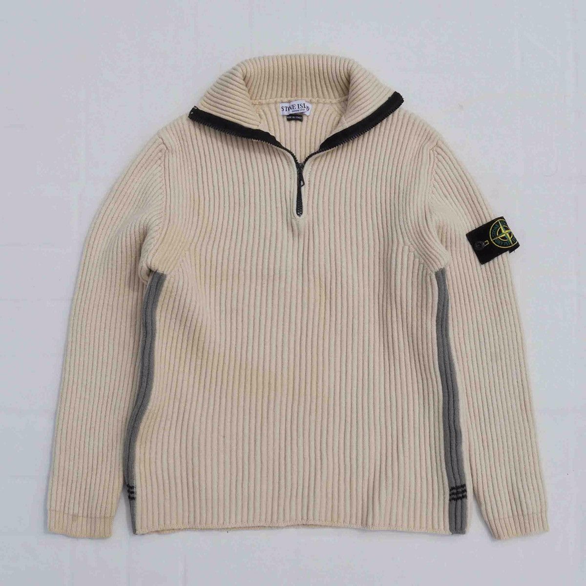 Stone Island VINTAGE STONE ISLAND HALF ZIP KNIT SWEATER | Grailed