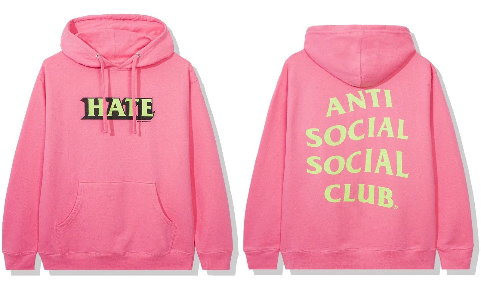 Anti Social Social Club Samsies fashion Hate Hoodie In Pink and Green