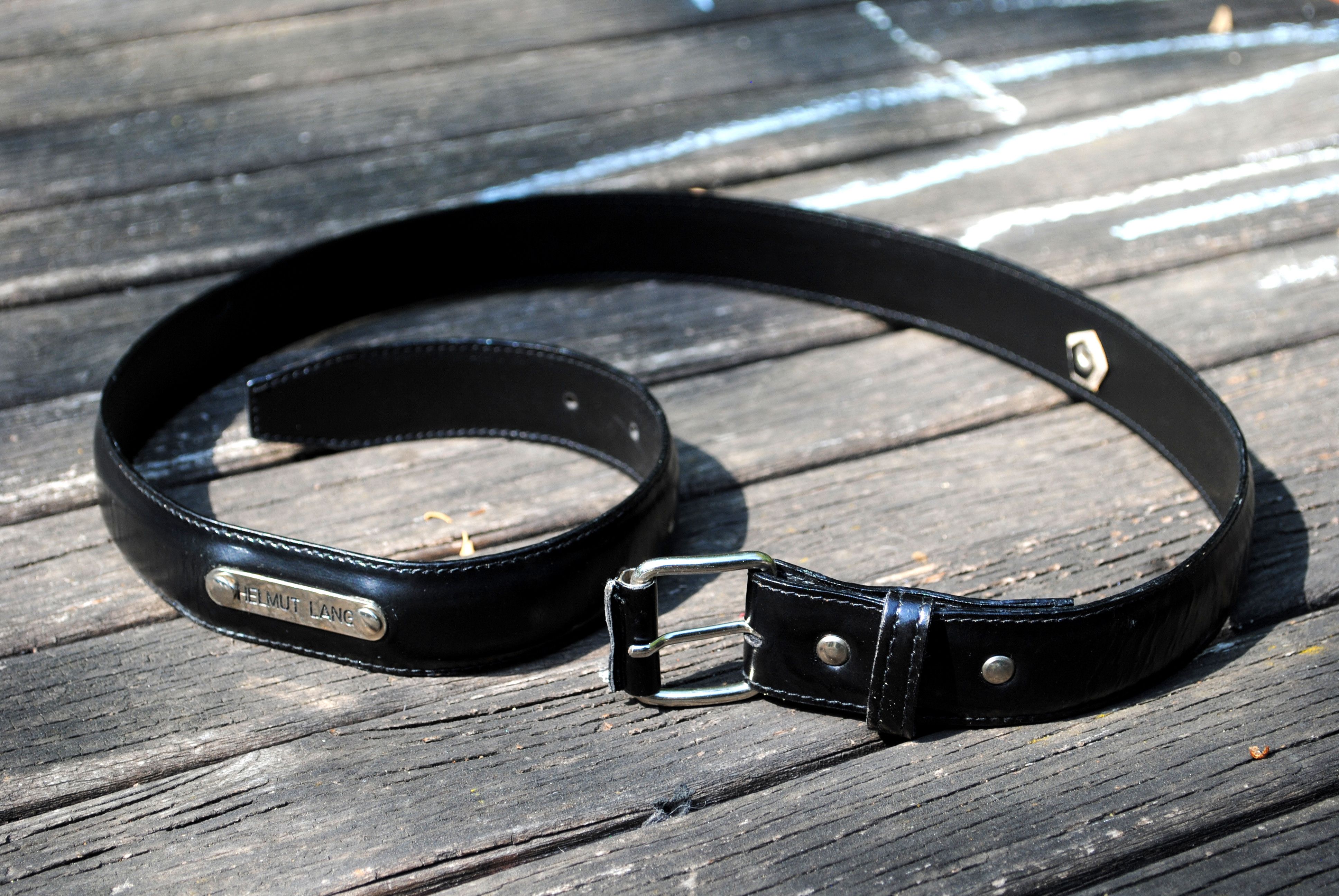 Helmut Lang Vintage Black Patent Leather Belt | Grailed