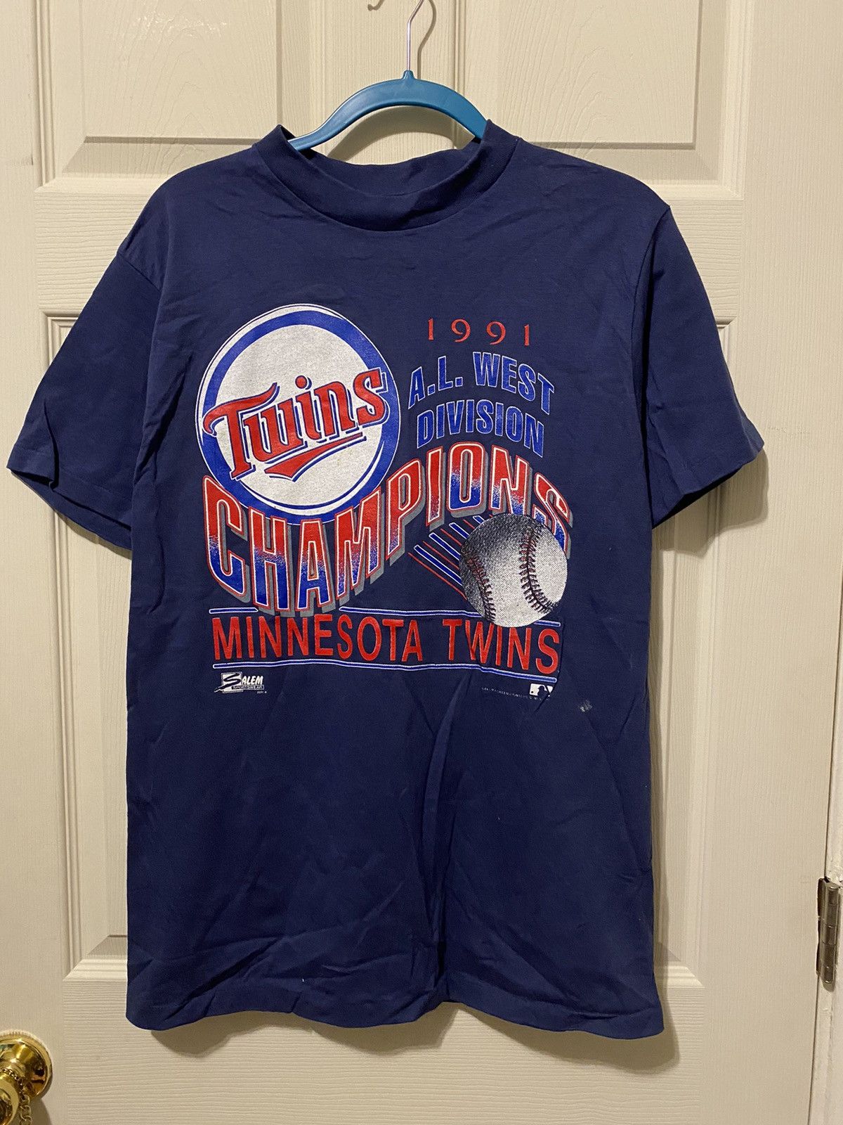MLB Vintage 1991 Minnesota Twins AL West Champions Salem T-Shirt Size US L / EU 52-54 / 3 - 1 Thumbnail