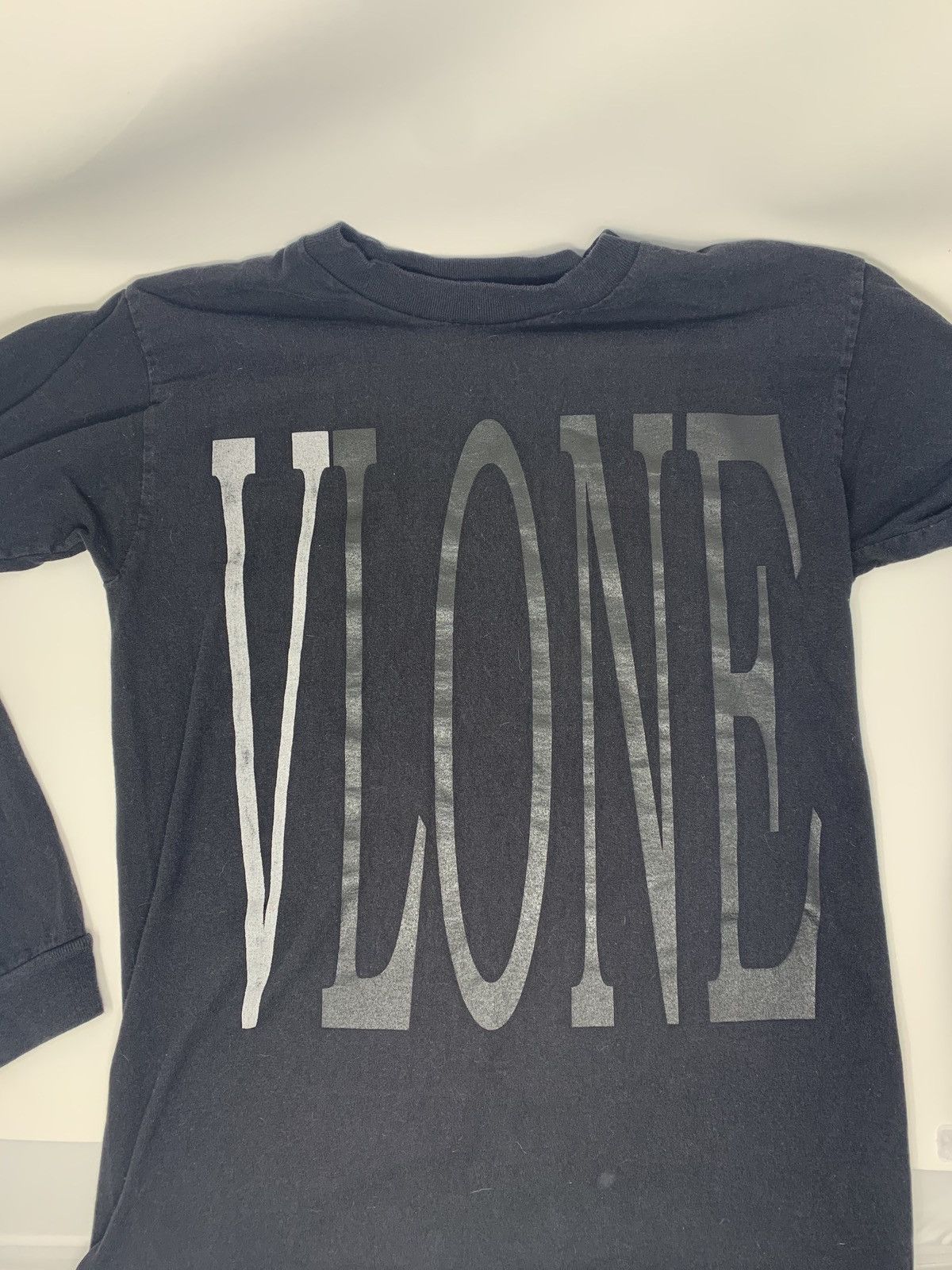 Vlone Grey on black Vlone long Sleeve tee | Grailed