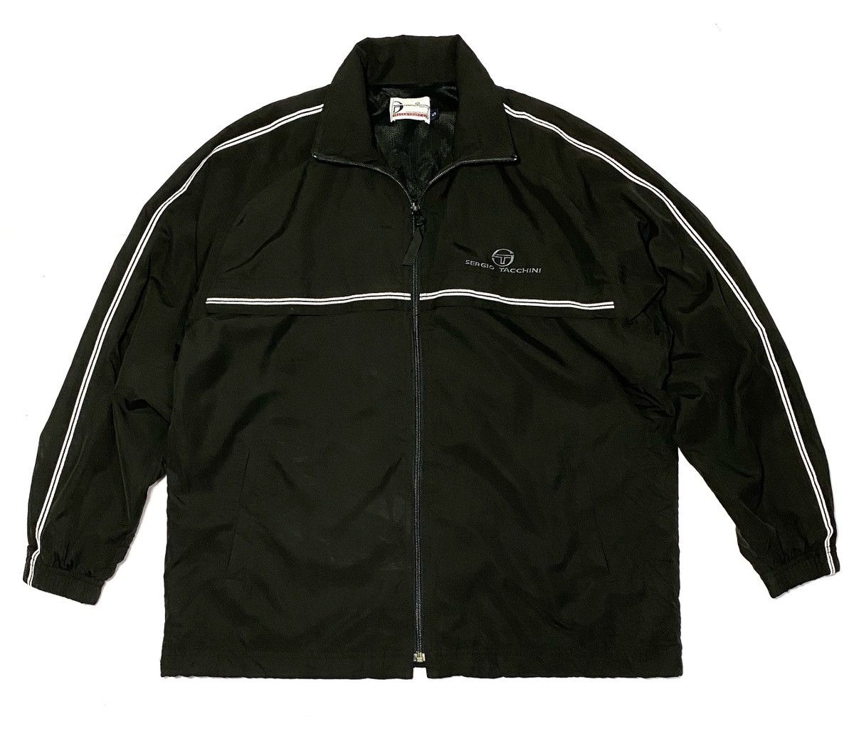 image of Vintage 90's Sergio Tacchini Windbreaker Jacket in Black, Men's (Size Medium)