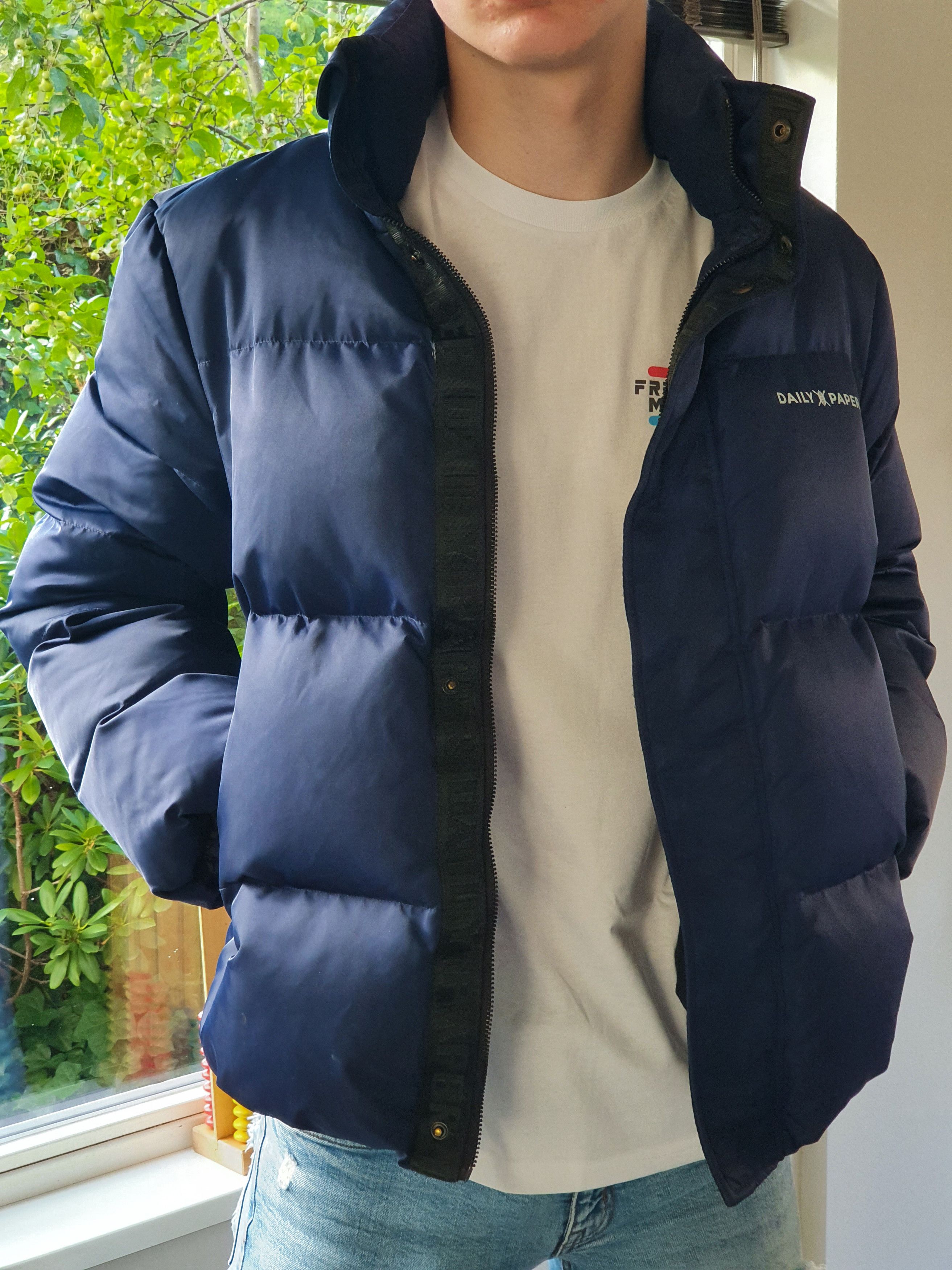 Daily Paper Navy Blue Core Puffer Jacket DAILY PAPER Grailed