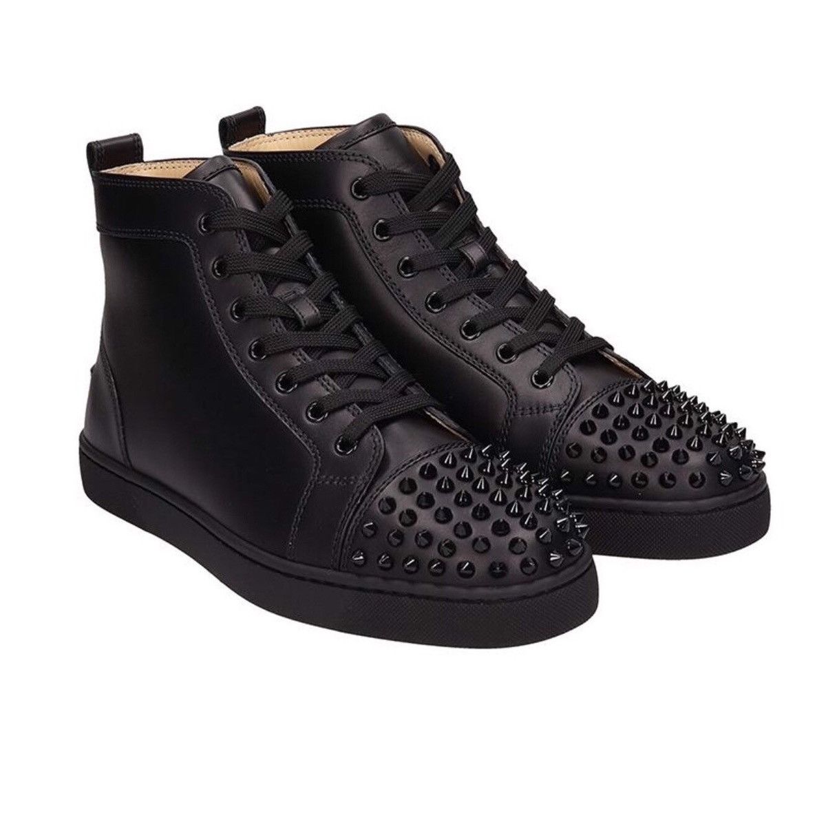 Mens Christian Louboutin Sneakers Black Spike Size 8.5/41.5. 100% Authentic