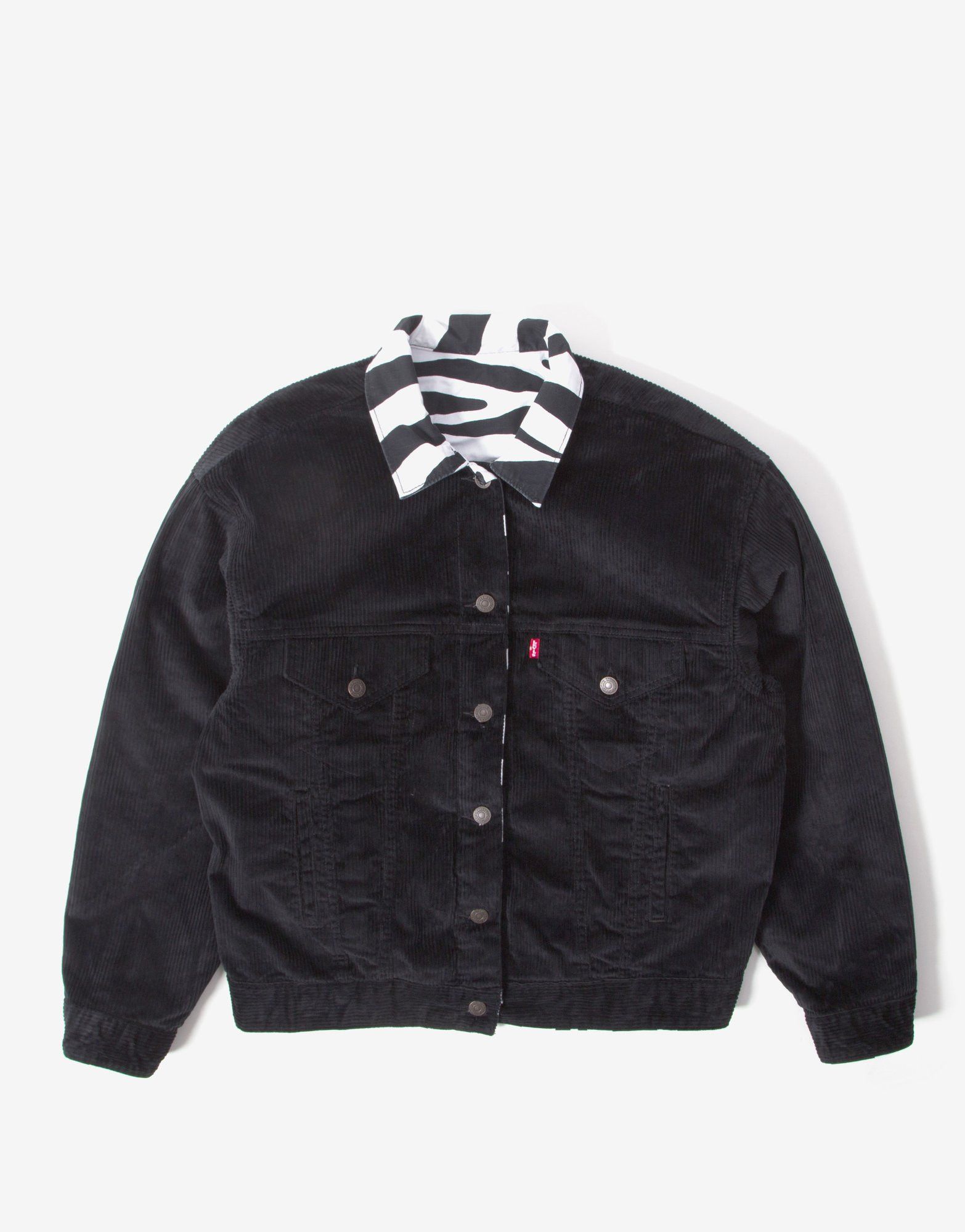 Levi's Skateboard Zebra Black Corduroy Reversible Trucker hotsell Jacket Cordura Large L