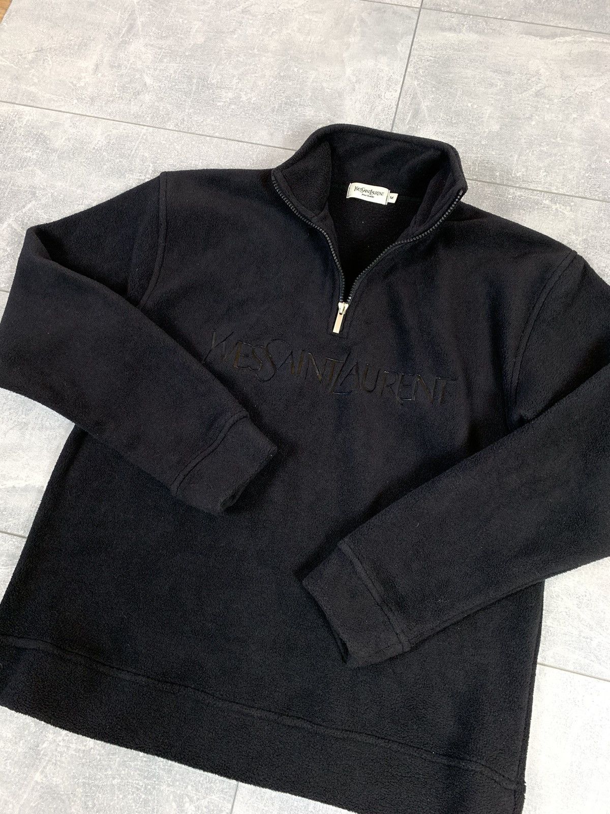 Vintage Yves Saint Laurent black zip pullover YSL fleece sherpa Size US S / EU 44-46 / 1 - 7 Thumbnail