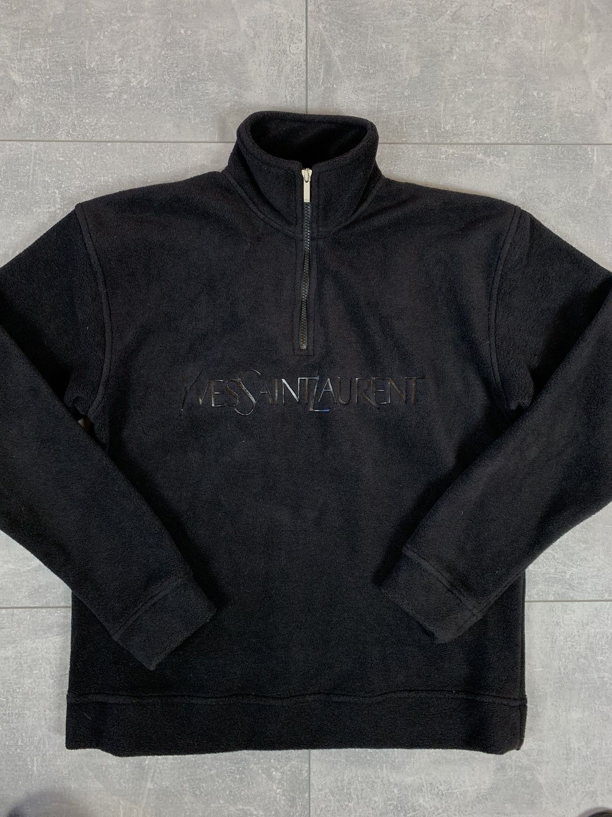 Vintage Yves Saint Laurent black zip pullover YSL fleece sherpa Size US S / EU 44-46 / 1 - 8 Thumbnail
