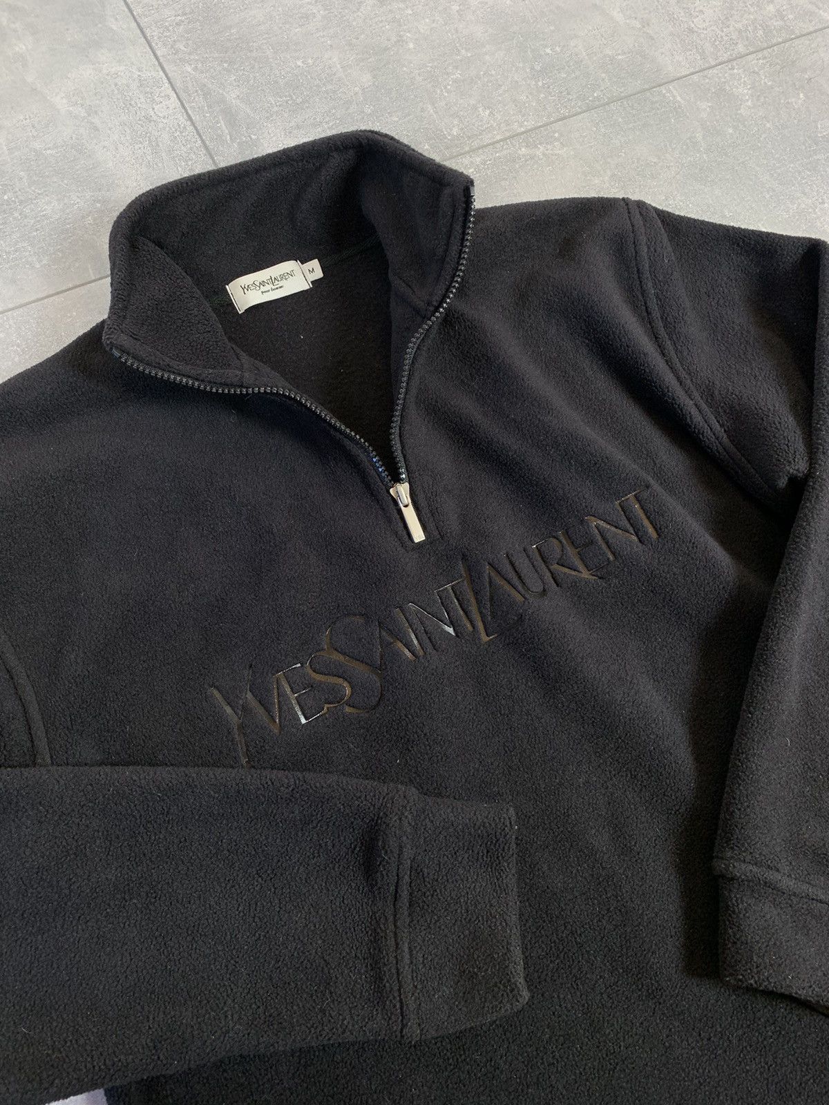 Vintage Yves Saint Laurent black zip pullover YSL fleece sherpa Size US S / EU 44-46 / 1 - 5 Thumbnail