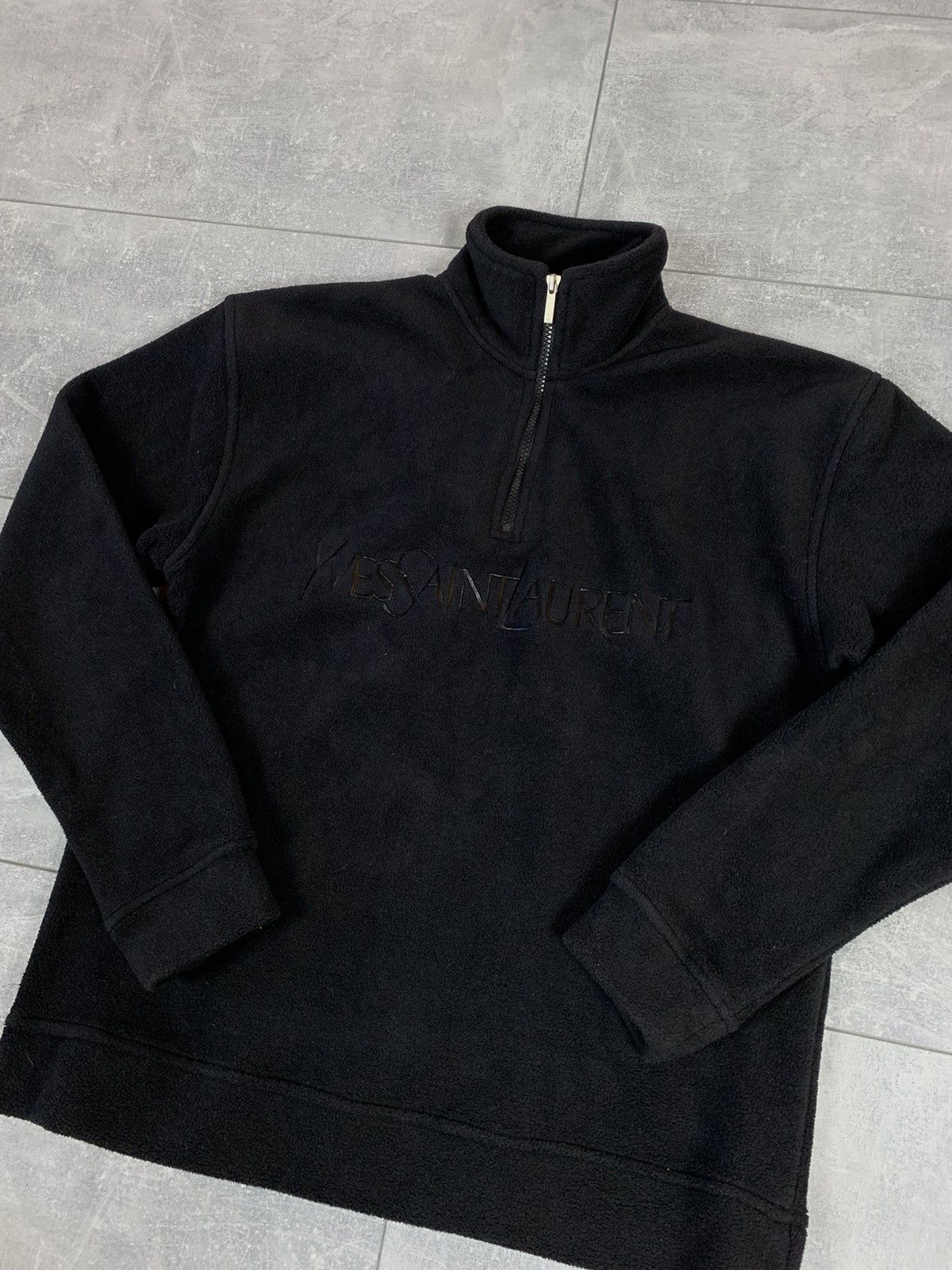 Vintage Yves Saint Laurent black zip pullover YSL fleece sherpa Size US S / EU 44-46 / 1 - 2 Thumbnail