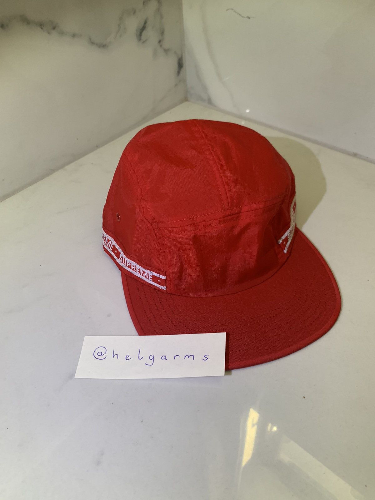 supreme 5 panel cap red