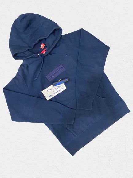 Supreme FW14 Supreme Navy Tonal Box logo Hoodie | Grailed