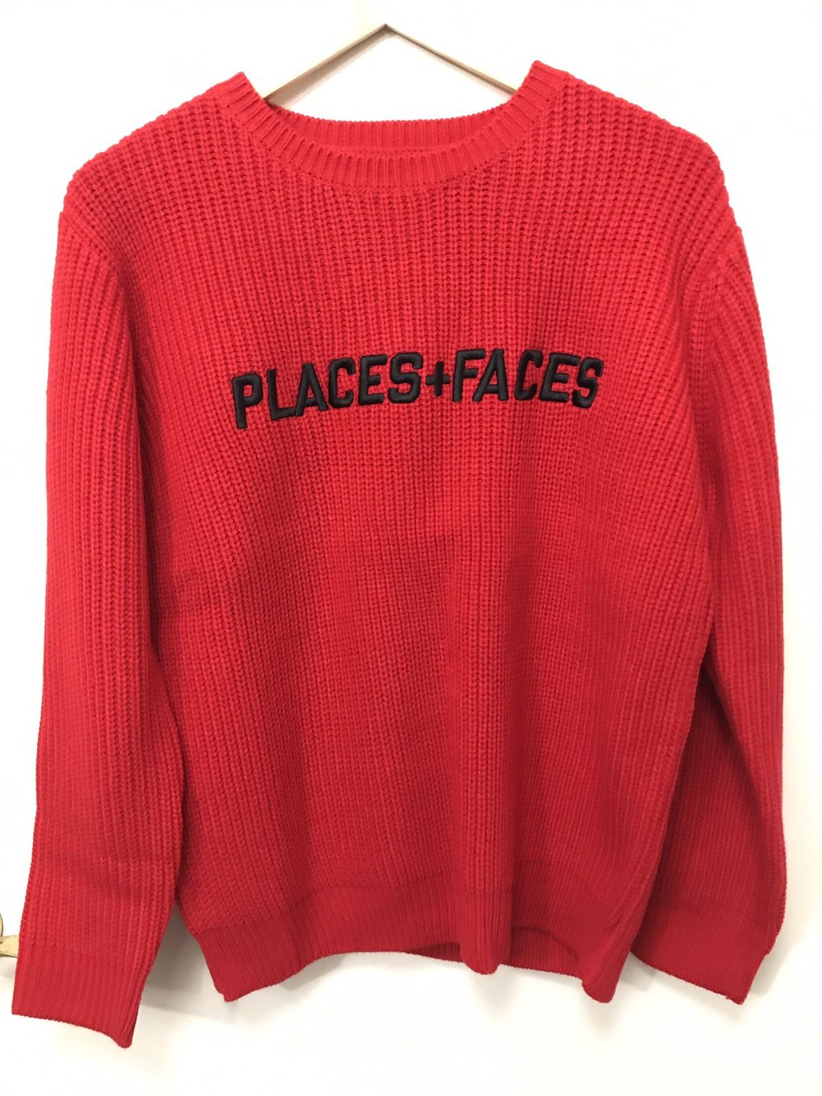 Places authentic + Faces Red Knitted Sweater