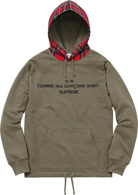 Supreme comme des discount garcons hooded sweatshirt olive