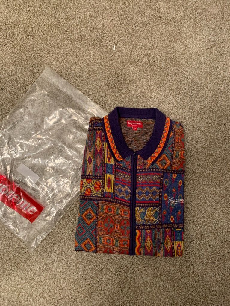 Supreme Supreme Patchwork Knit Zip Up Polo | Grailed