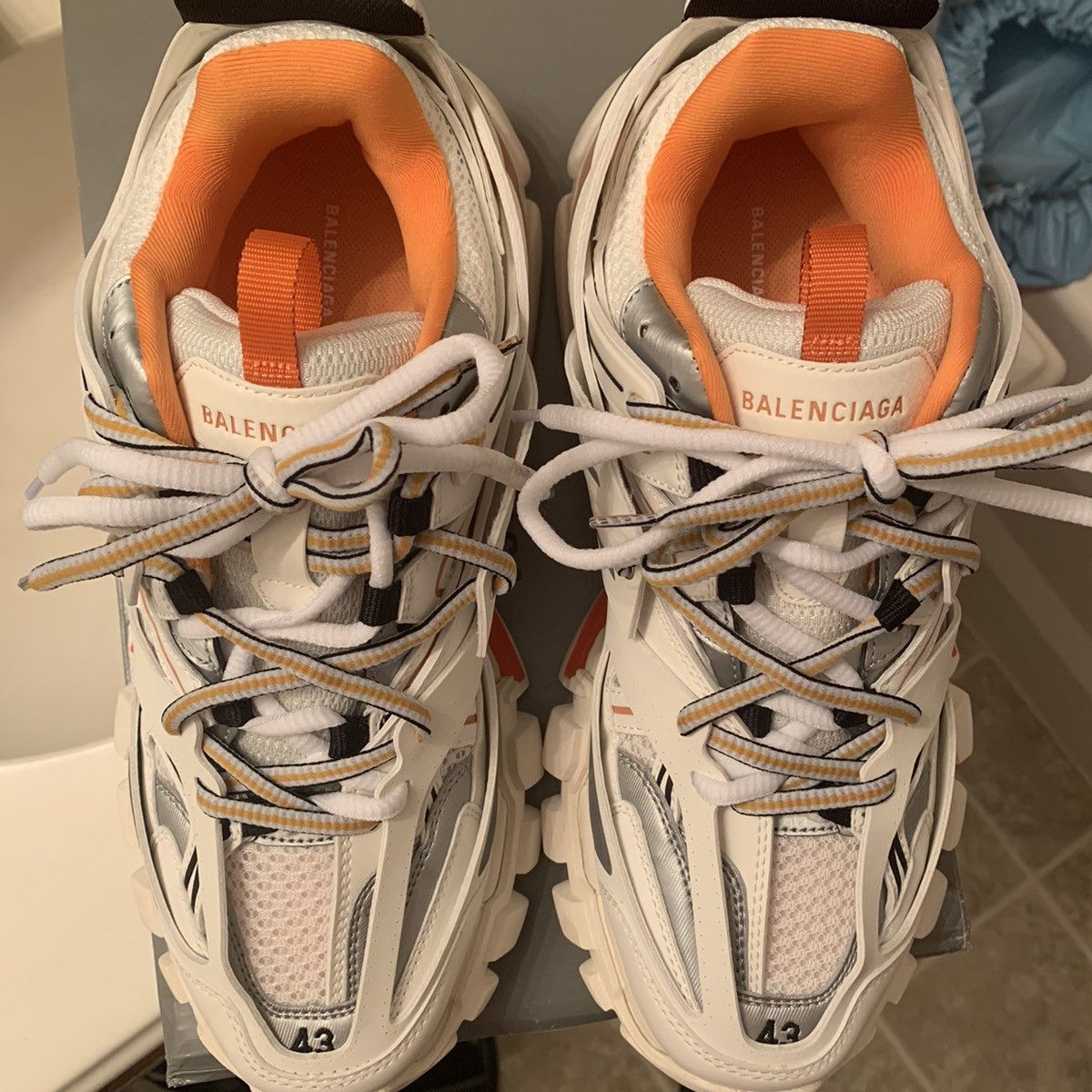 Balenciaga Balenciaga Track Triple White Orange Race Sock Trainers Grailed
