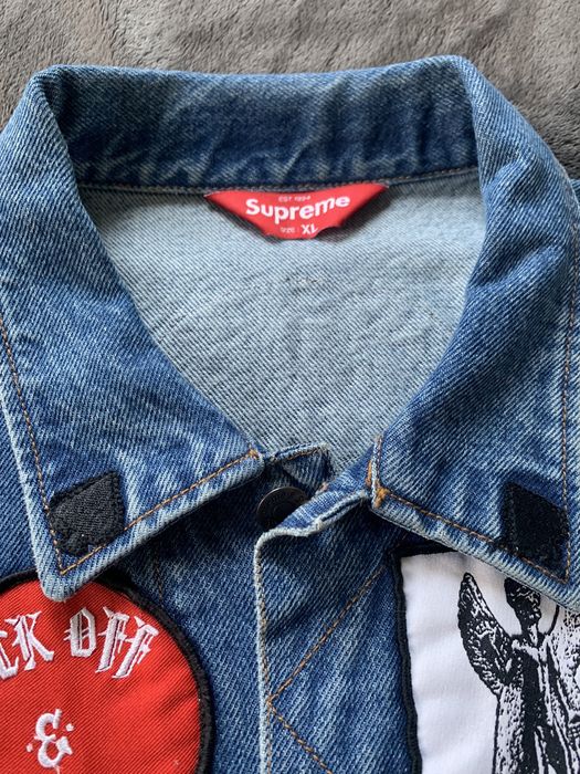 Supreme Patches Denim Trucker Jacket Blue